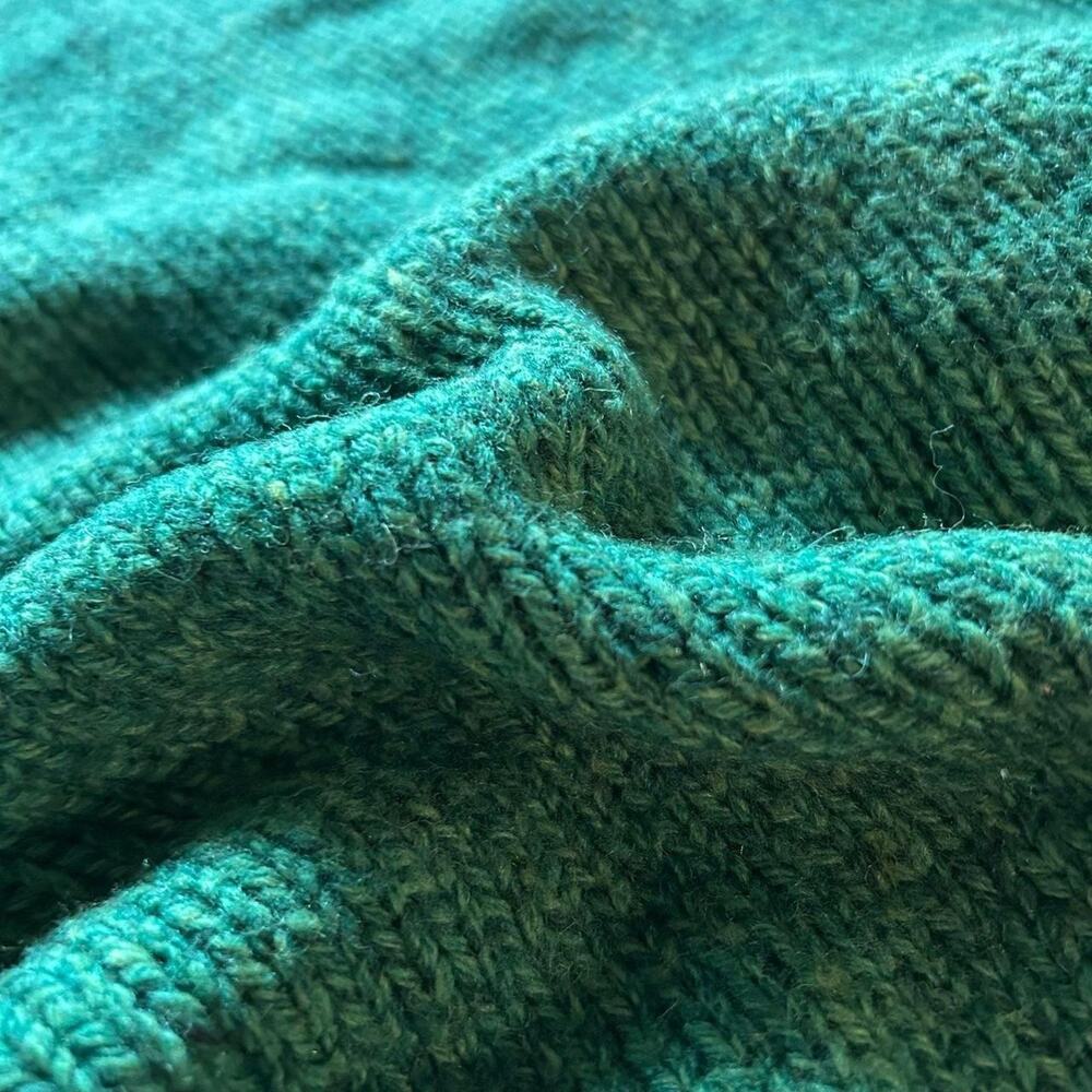 Vintage 90s LL Bean Rare Green color Wool Blend Fisherman Knit Sweater M - Picture 3 of 7